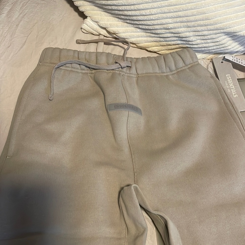 Brand new with tags essentials sweats, kids large, tan